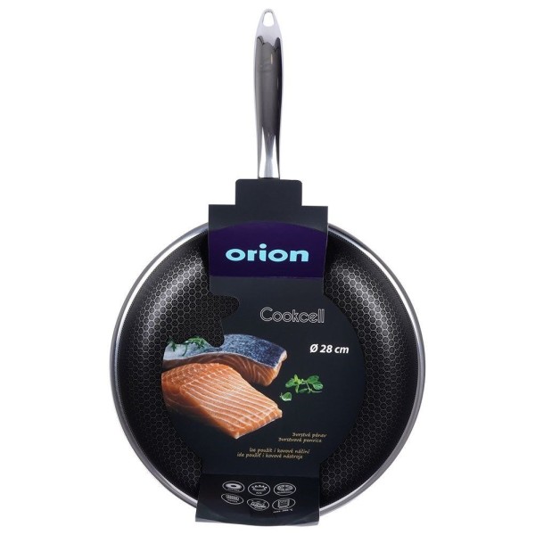 Patelnia tradycyjna ORION COOKCELL 28 cm, głęboka stal nierdzewna, non-stick, indukcja