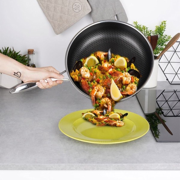 Patelnia tradycyjna ORION COOKCELL 28 cm, głęboka stal nierdzewna, non-stick, indukcja