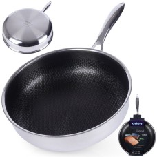 Patelnia tradycyjna ORION COOKCELL 28 cm, głęboka stal nierdzewna, non-stick, indukcja