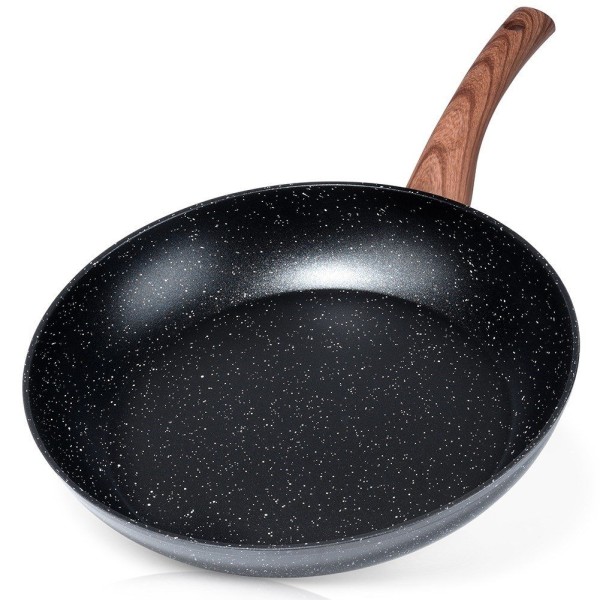Patelnia tradycyjna VILDE 199063 Black&Wood 30 cm, granitowa nieprzywierająca, do indukcji