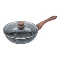Patelnia Wok KiNGHOFF Granit Wood KH-1170 24cm idealna do smażenia i duszenia