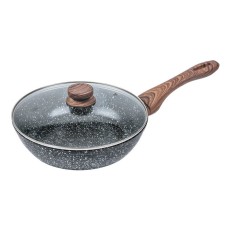 Patelnia Wok KiNGHOFF Granit Wood KH-1170 24cm idealna do smażenia i duszenia