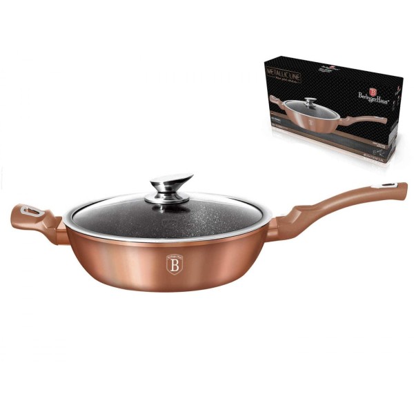 Patelnia granitowa Berlinger Haus Metallic Line Rosegold 28cm do smażenia i gotowania