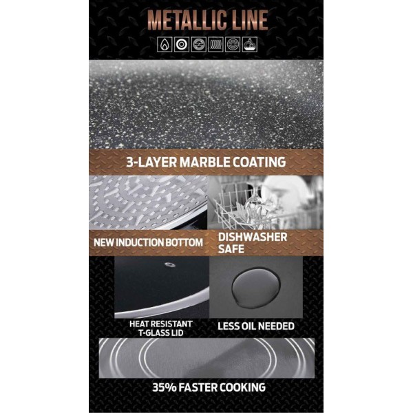 Patelnia granitowa Berlinger Haus Metallic Line Rosegold 28cm do smażenia i gotowania