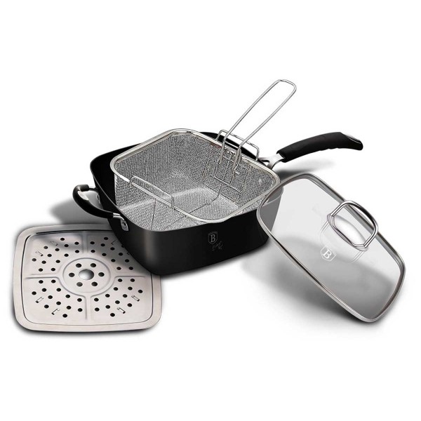 Patelnia Berlinger Haus Black Pro BH-6554 24cm z koszem i płytą parową do gotowania na parze