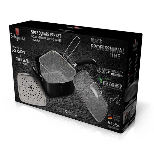 Patelnia Berlinger Haus Black Pro BH-6554 24cm z koszem i płytą parową do gotowania na parze