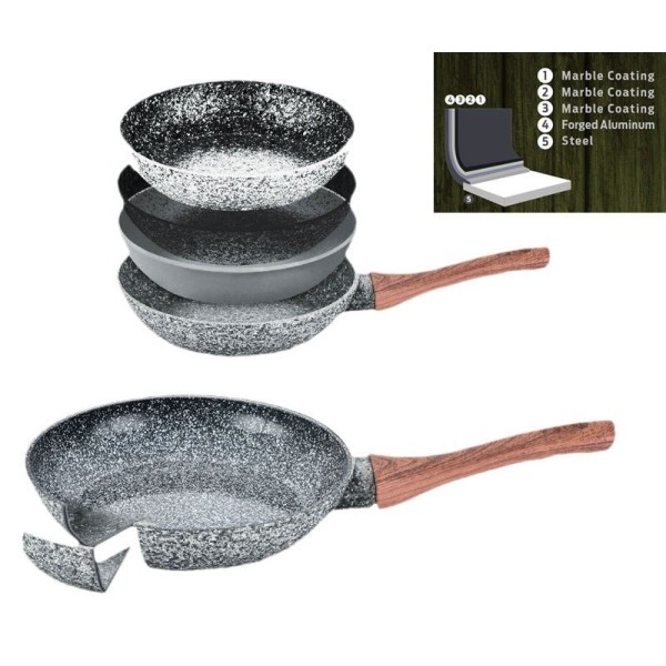 Patelnia Kinghoff Granit Wood KH-1027 20cm do smażenia i gotowania codziennego