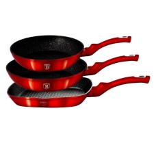 Zestaw patelni Berlinger Haus Metallic Line Burgundy BH-1289-N do smażenia 20/24/28 cm granitowych