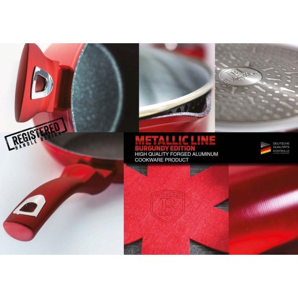 Zestaw patelni Berlinger Haus Metallic Line Burgundy BH-1289-N do smażenia 20/24/28 cm granitowych