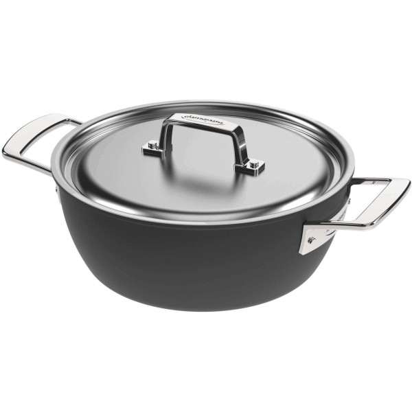 Patelnia tradycyjna Demeyere Black 5 24 cm głęboka z pokrywką 2H
