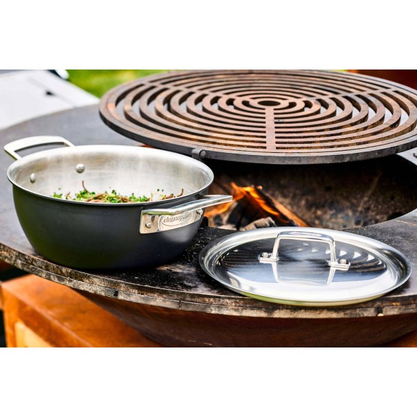 Patelnia tradycyjna Demeyere Black 5 24 cm głęboka z pokrywką 2H