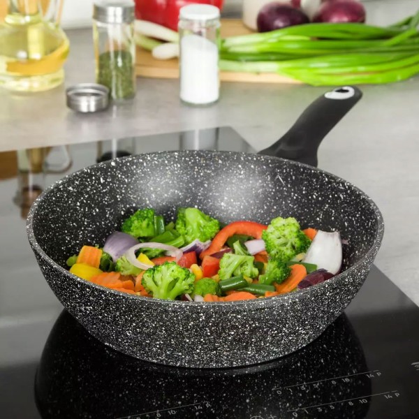 Patelnia głęboka Klausberg Marmo Gold KB-7294 28 cm, do smażenia i duszenia potraw
