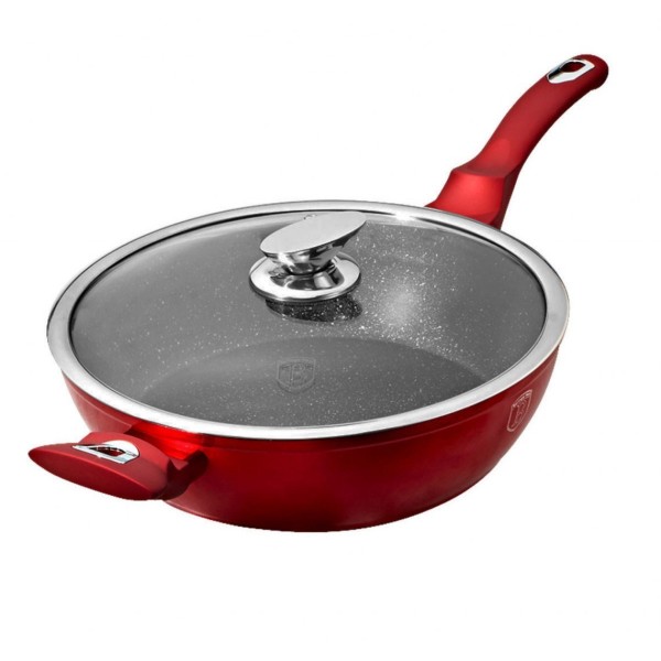 Patelnia granitowa Berlinger Haus Burgundy Metallic Line 32cm do smażenia i duszenia