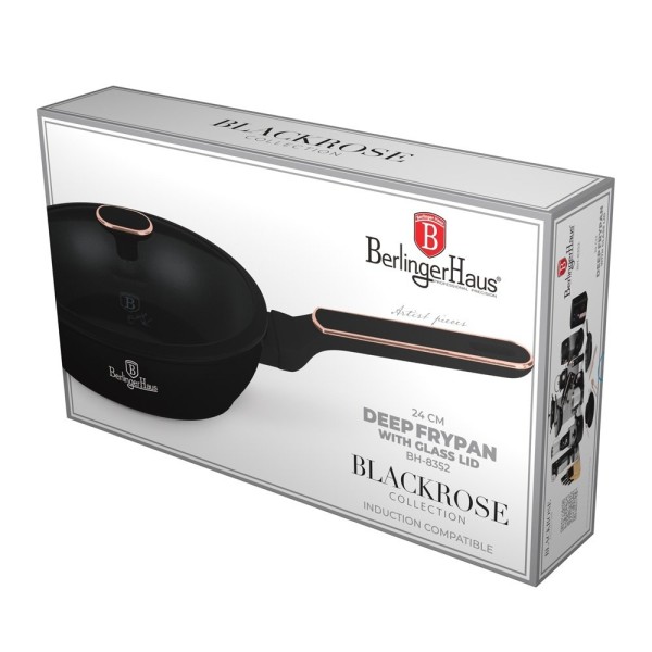 Patelnia tradycyjna BerlingerHaus BH-8352 Black Rose Collection głęboka 24 cm z pokrywką