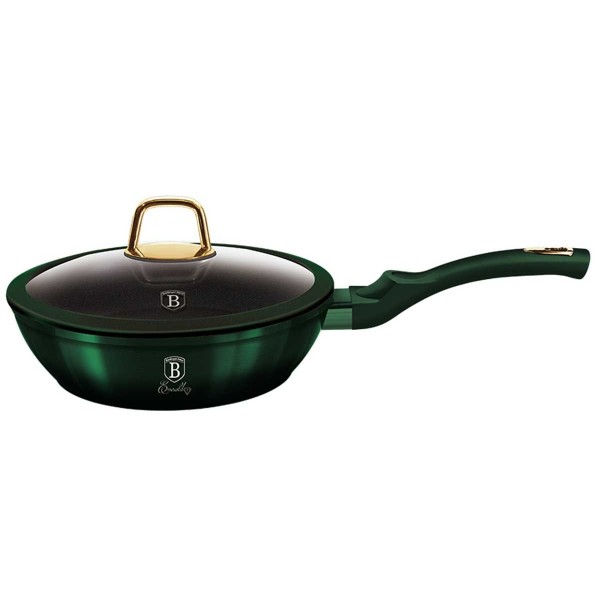 Patelnia granitowa Berlinger Haus Metallic Line Emerald BH-6049 24 cm z pokrywką do smażenia i duszenia