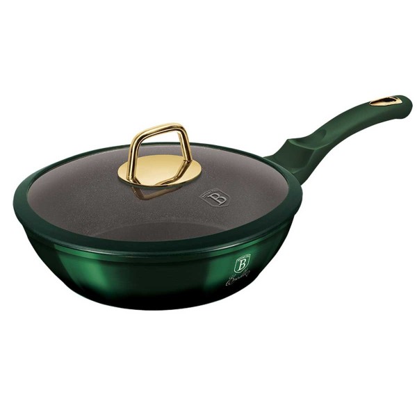 Patelnia granitowa Berlinger Haus Metallic Line Emerald BH-6049 24 cm z pokrywką do smażenia i duszenia