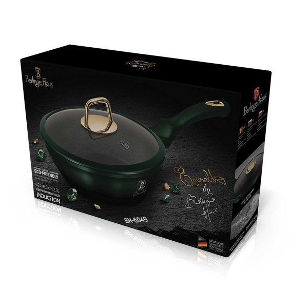 Patelnia granitowa Berlinger Haus Metallic Line Emerald BH-6049 24 cm z pokrywką do smażenia i duszenia