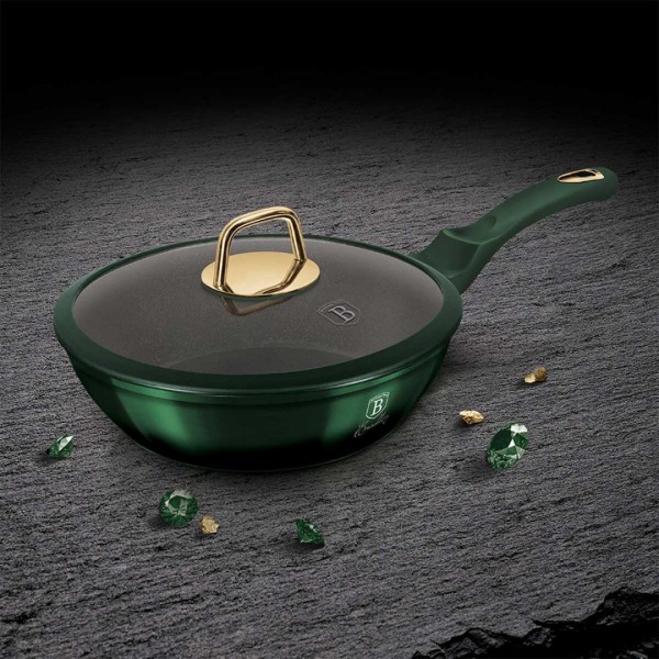 Patelnia granitowa Berlinger Haus Metallic Line Emerald BH-6049 24 cm z pokrywką do smażenia i duszenia