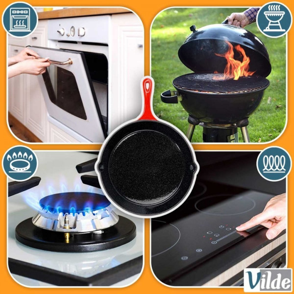 PATELNIA ŻELIWNA EMALIOWANA 30cm Z SILIKONOWĄ NAKŁADKĄ 199156