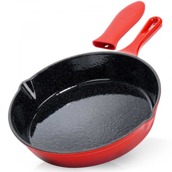 PATELNIA ŻELIWNA EMALIOWANA 25cm Z SILIKONOWĄ NAKŁADKĄ 199155