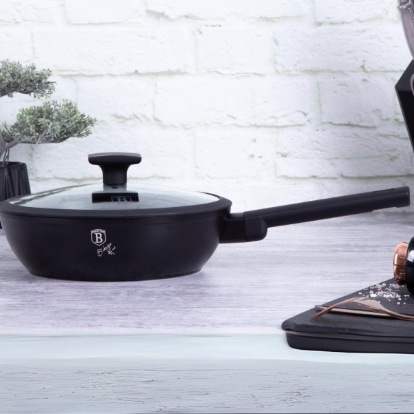 Пательня традиційна BerlingerHaus BH-7089 Monaco 24 см Tytanowa для смаження