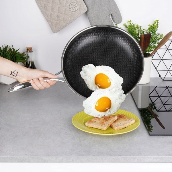 Patelnia tradycyjna Orion COOKCELL 28 cm, stal nierdzewna, nieprzywierająca, indukcja