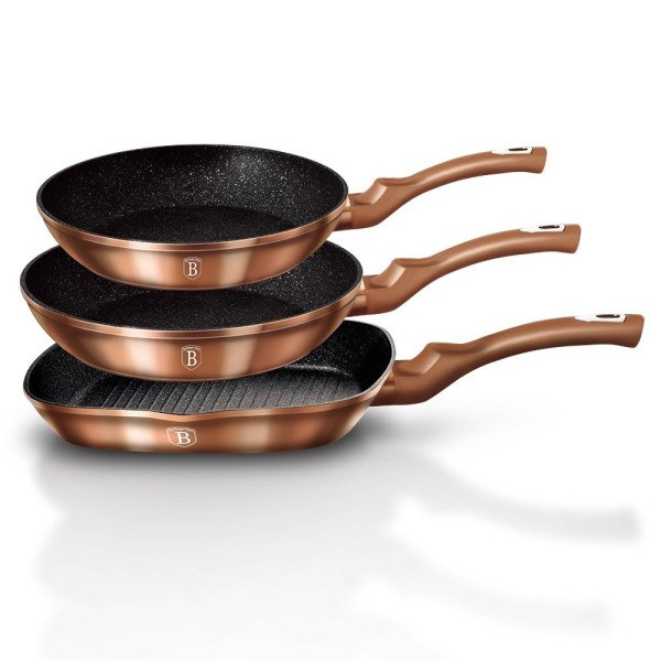 Zestaw patelni Berlinger Haus Metallic Line Rose Gold 20/24/28 cm do gotowania