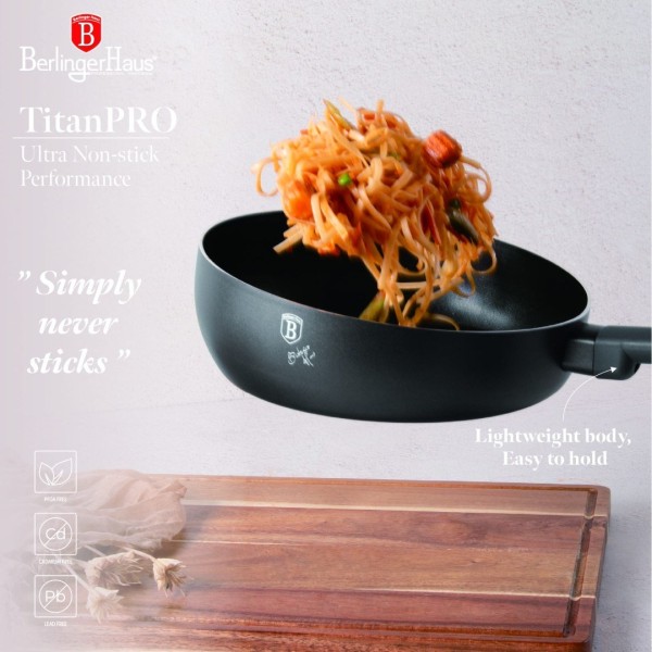 Patelnia głęboka Berlinger Haus Chef Flip 26cm antracyt z powłoką tytanową do smażenia i duszenia