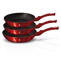 Zestaw patelni Berlinger Haus BH-1288-NF Metallic Burgundy Line 20/24/28 cm do smażenia różnorodnych potraw