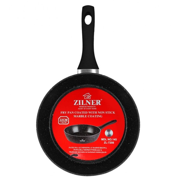 Patelnia głęboka Zilner ZL-7705 / 9208 22cm 1.6L z powłoką marmurową do smażenia i duszenia