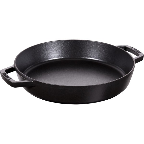 Patelnia tradycyjna Staub żeliwna 34 cm z dwoma uchwytami czarna
