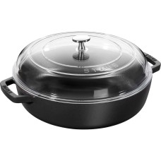Patelnia tradycyjna Staub żeliwna z pokrywką 28 cm czarna