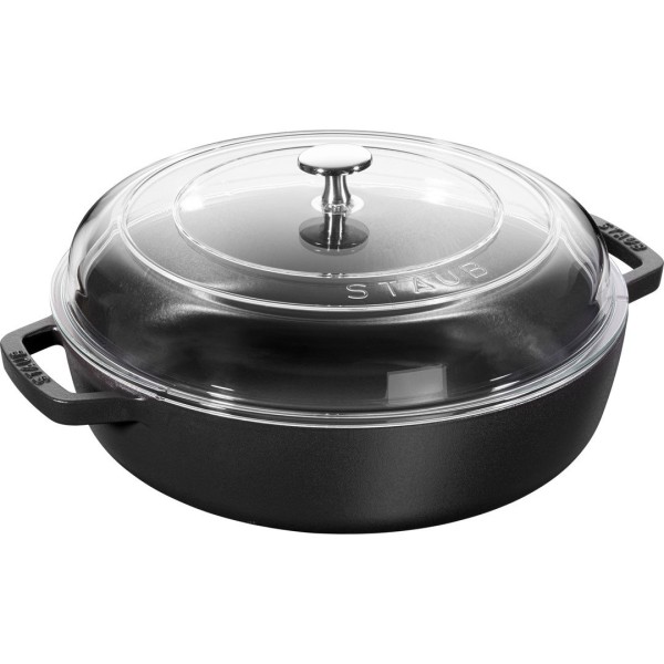 Patelnia tradycyjna Staub żeliwna z pokrywką 28 cm czarna