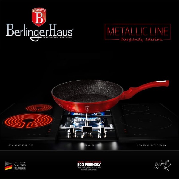 Patelnia granitowa Berlinger Haus Metallic Line Red 28 cm do smażenia i gotowania