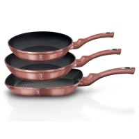 Zestaw patelni Berlinger Haus Metallic Line i-Rose 20/24/28 cm do smażenia każdego dania