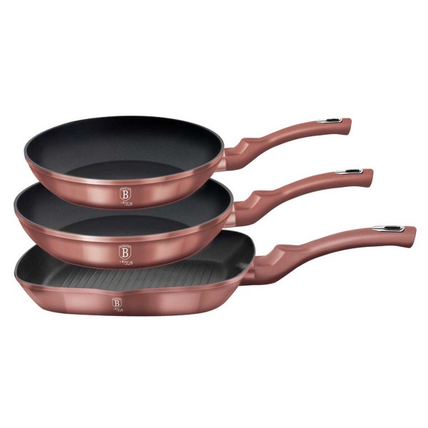 Zestaw patelni Berlinger Haus Metallic Line i-Rose 20/24/28 cm do smażenia każdego dania