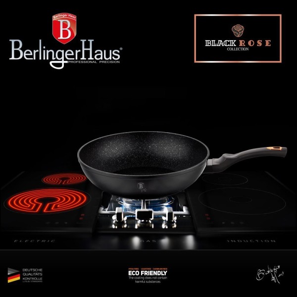 Patelnia granitowa Berlinger Haus Black Rose BH-1638-N 28 cm do smażenia i duszenia potraw w domu
