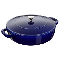 STAUB Żeliwna patelnia do duszenia z pokrywką 24 cm, niebieski
