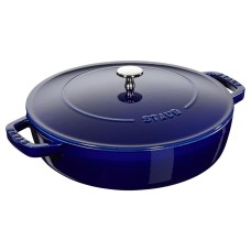 Patelnia tradycyjna Staub 24 cm do duszenia z pokrywką niebieska