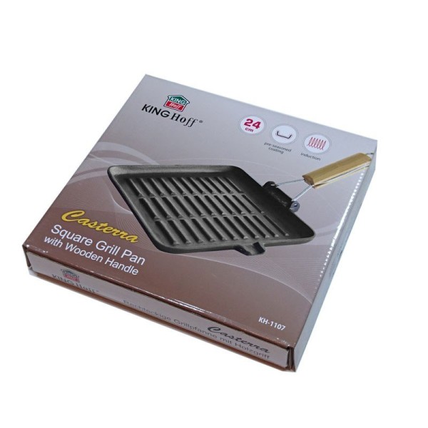 Patelnia grill żeliwna Kinghoff KH-1107 24 cm do grillowania na kuchence i grillu
