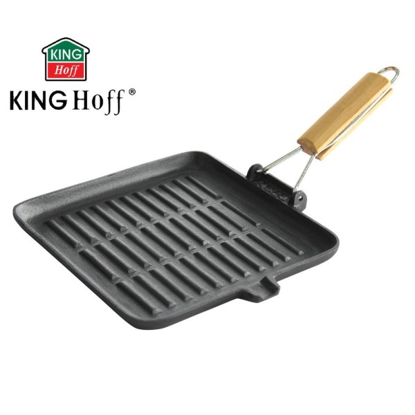 Patelnia grill żeliwna Kinghoff KH-1107 24 cm do grillowania na kuchence i grillu