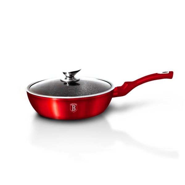 Patelnia granitowa Berlinger Haus Metallic Line Red 24 cm do smażenia i gotowania codziennego