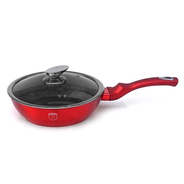 Patelnia granitowa Berlinger Haus Metallic Line Red 24 cm do smażenia i gotowania codziennego