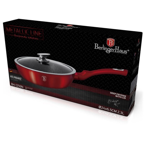 Patelnia granitowa Berlinger Haus Metallic Line Red 24 cm do smażenia i gotowania codziennego