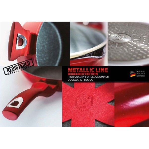 Patelnia granitowa Berlinger Haus Metallic Line Red 24 cm do smażenia i gotowania codziennego