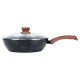 Patelnia tradycyjna VILDE 199065 Black&Wood 28 cm, granitowa non-stick, indukcja z pokrywką