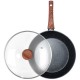 Patelnia tradycyjna VILDE 199065 Black&Wood 28 cm, granitowa non-stick, indukcja z pokrywką