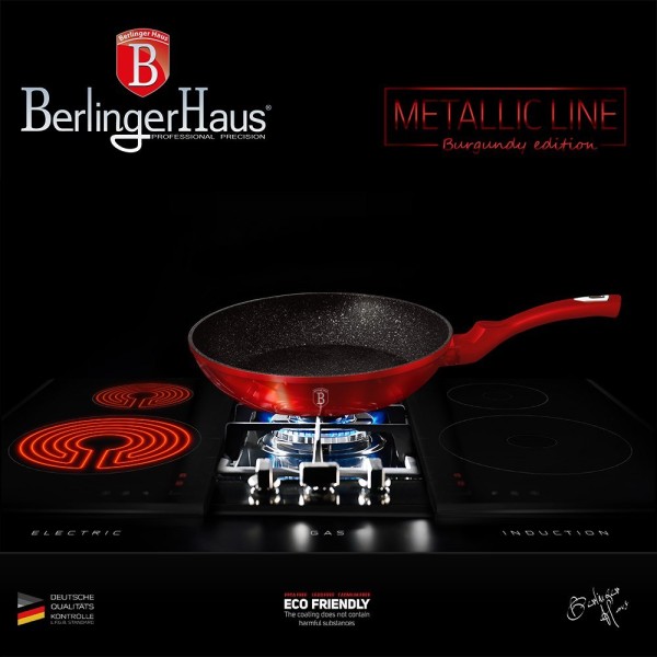 Patelnia granitowa Berlinger Haus Metallic Burgundy Line 20 cm do smażenia