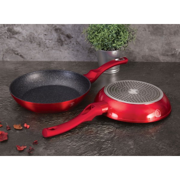 Patelnia granitowa Berlinger Haus Metallic Burgundy Line 20 cm do smażenia