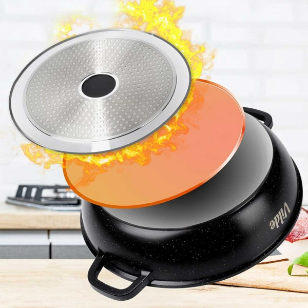 GARNEK GRANITOWY PŁASKI PATELNIA 4,7L 32cm Z POKRYWĄ Z AROMATYZEREM TERRUNA 199109